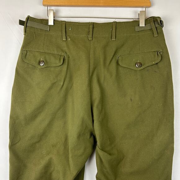 Army Trousers Field Wool M-1951 Olive Green OG 108 28" Inseam Size Medium Short - Picture 12 of 16
